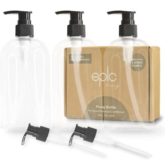 Epic Living Latex-free Pump Bottles Soap Shampoo Conditioner 6 pack (2- 3pcs) - Picture 4 of 7